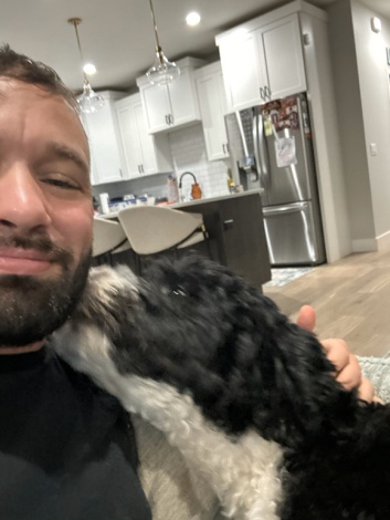 Taylor and their PWD after a beach walk